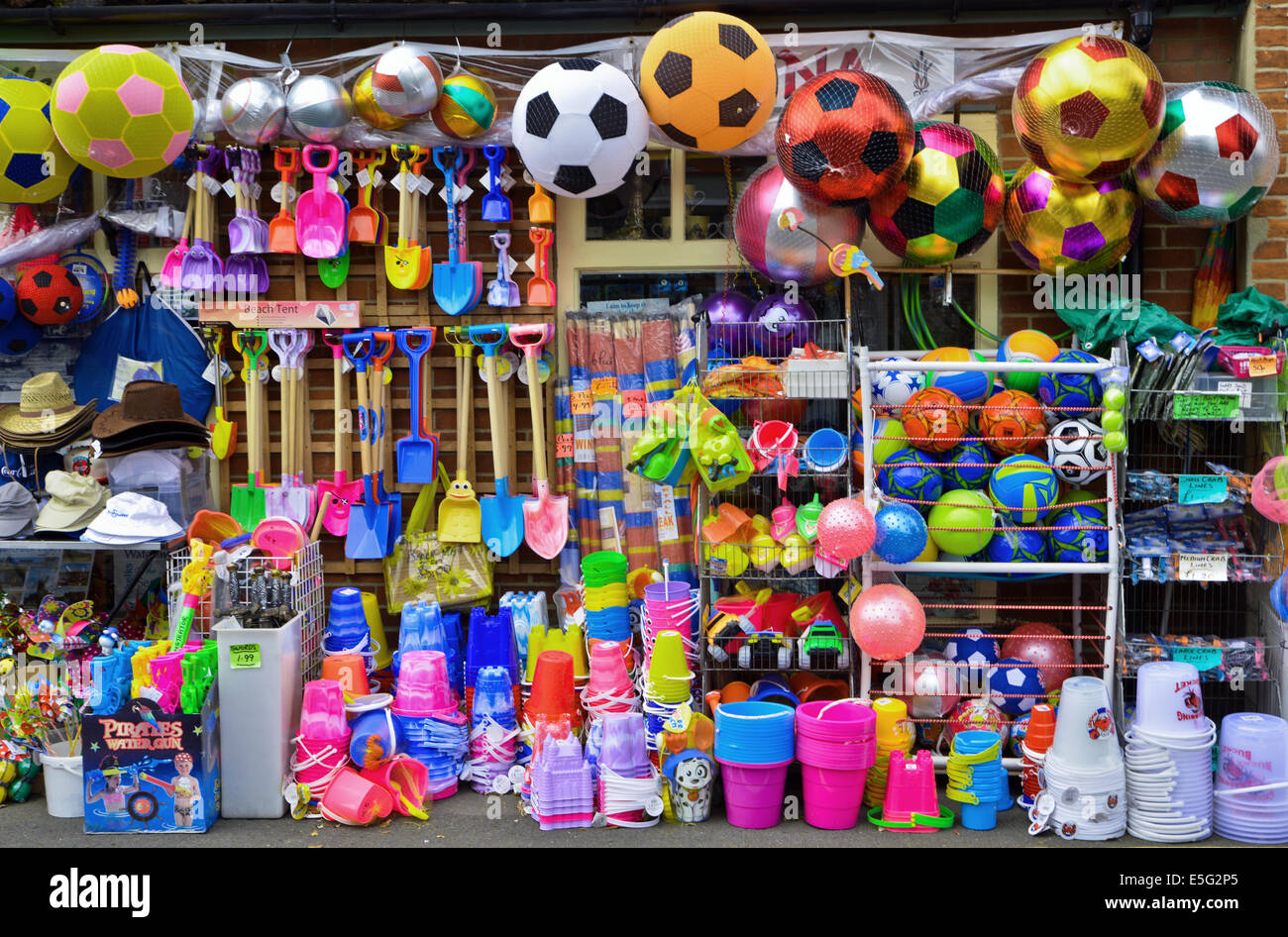 Toys outside Seaside Shop In Wells-Next the Sea Norfolk United Kingdom Stock Photo