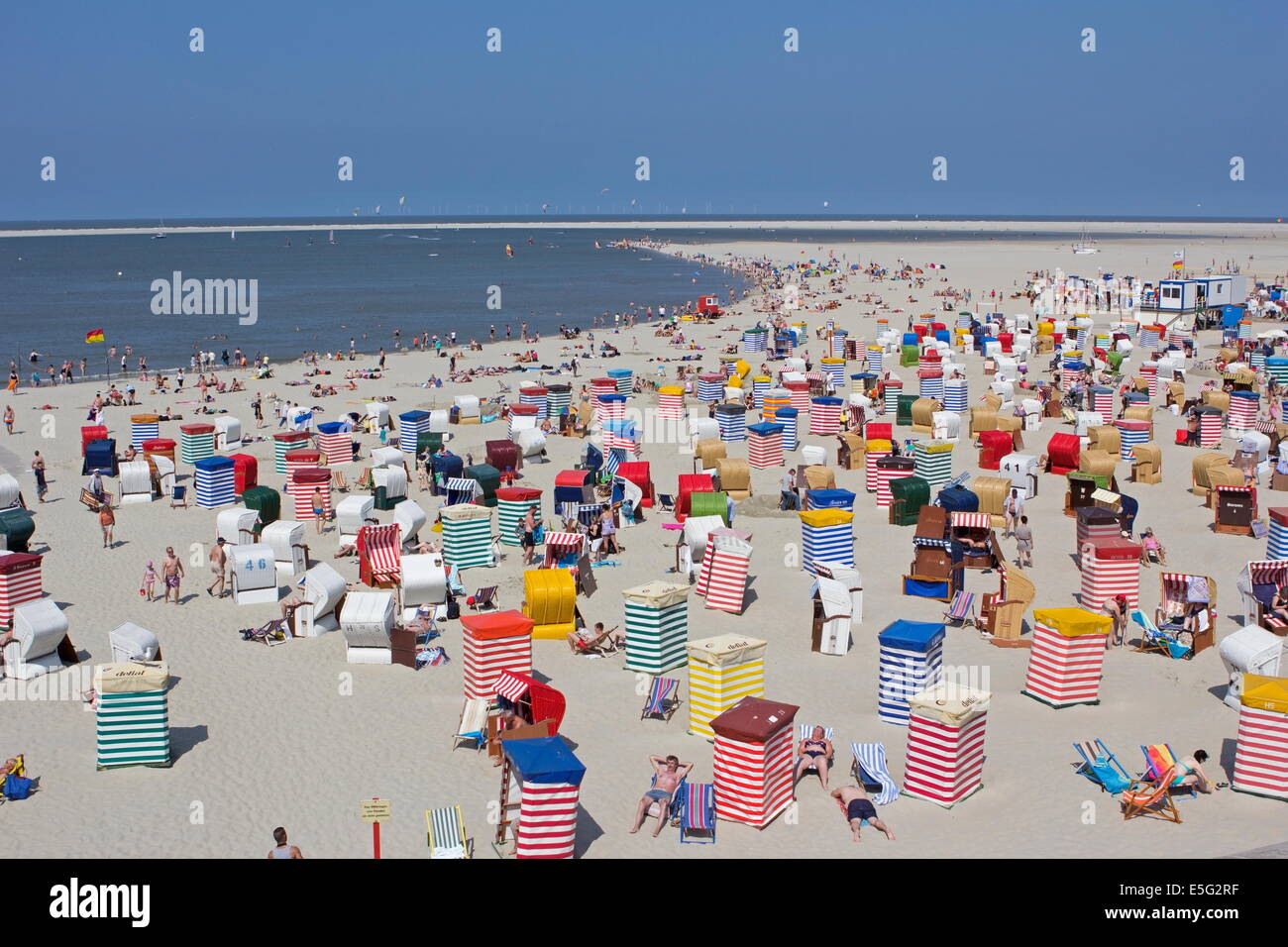 Borkum, Germany: July 29, 2014 - beach bars in Borkum, Germany Stock Photo