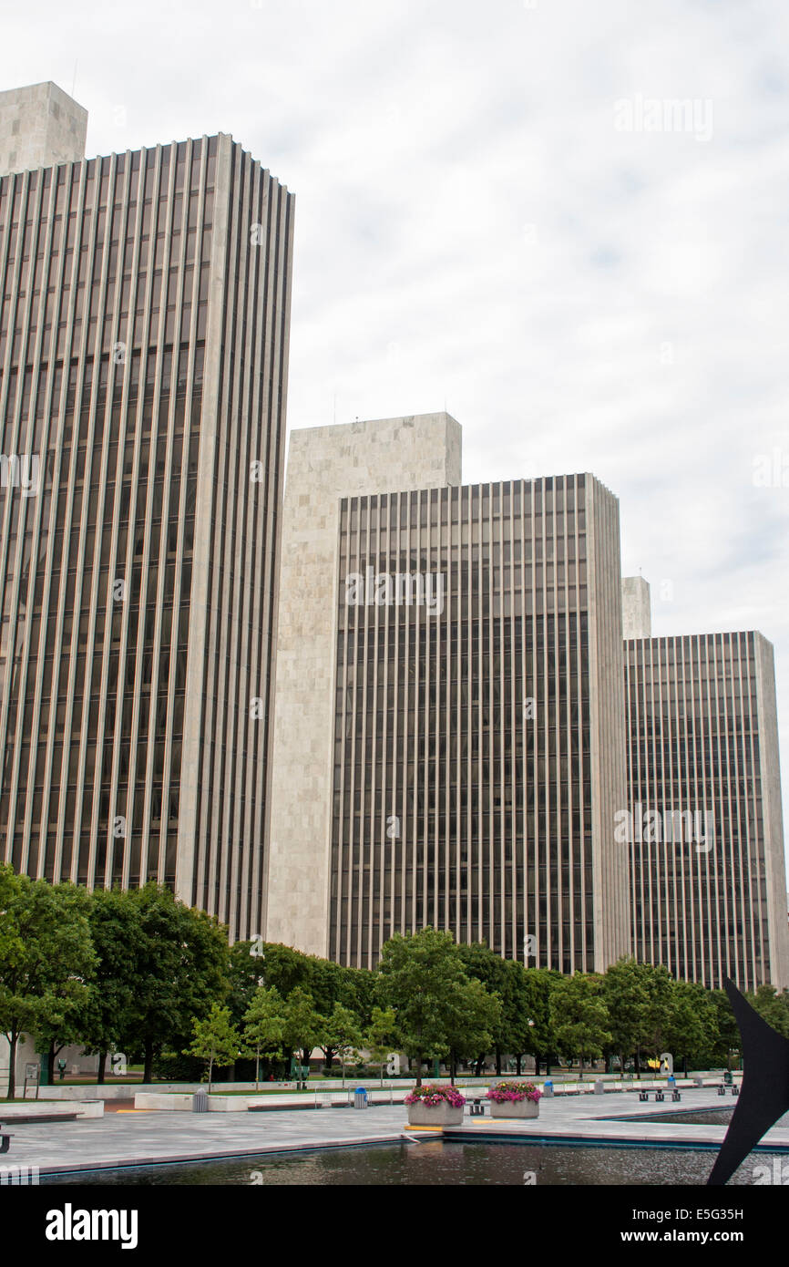 Agency Buildings lining the Empire State Plaza in Albany, the capitol of New York State Stock Photo