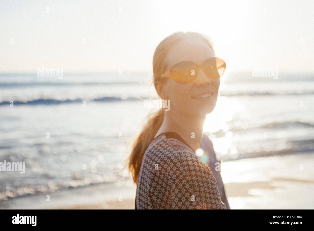 Portrait of woman at beach Stock Photo