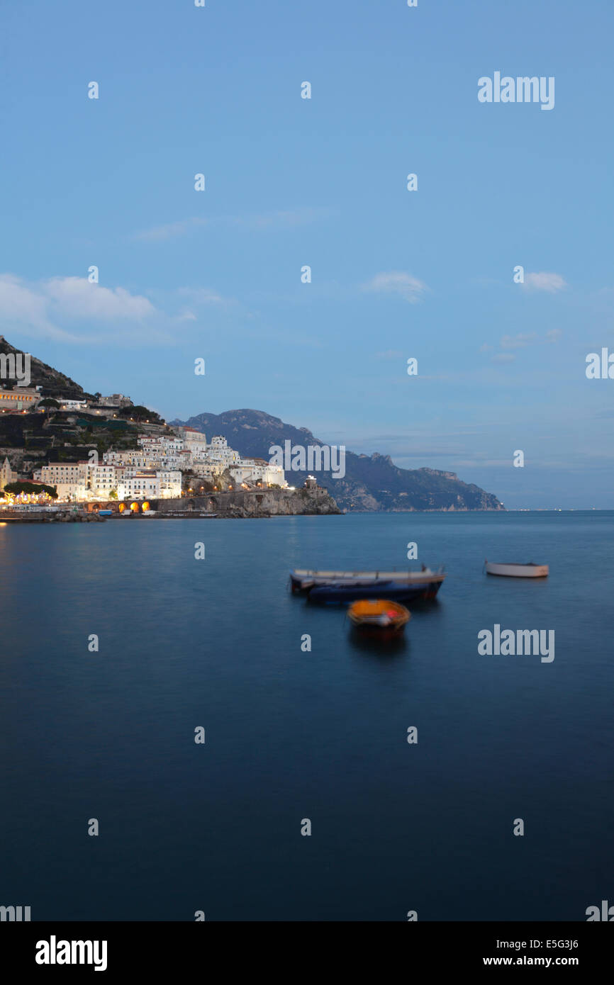 Amalfi at dusk, Salerno province, Italy Stock Photo - Alamy