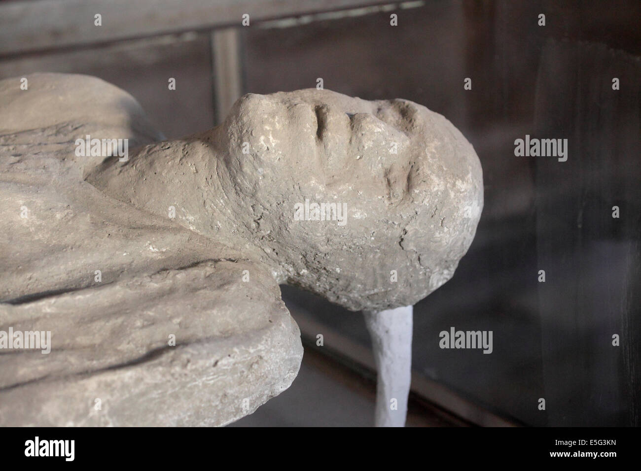 Petrified body at Baths in Pompeii, Naples, Italy Stock Photo