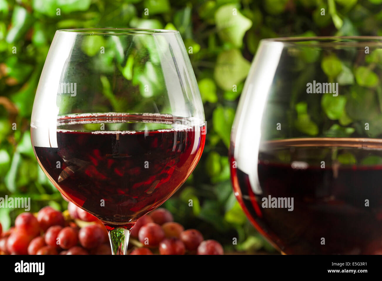 Refreshing Red Wine In a Glass with Grapes Stock Photo Alamy