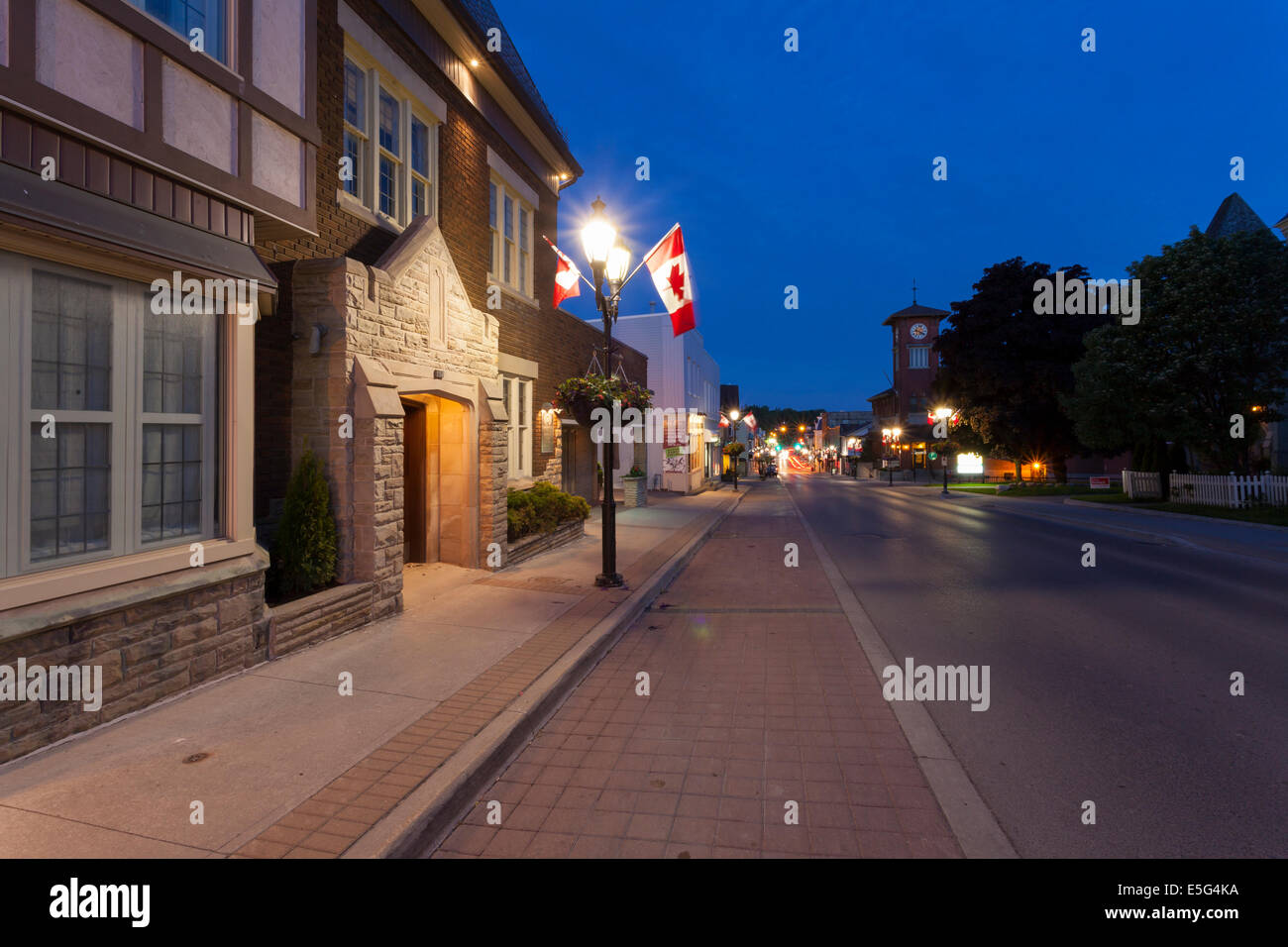 Downtown 'Main street' Newmarket at dusk Roadhouse and Rose Funeral