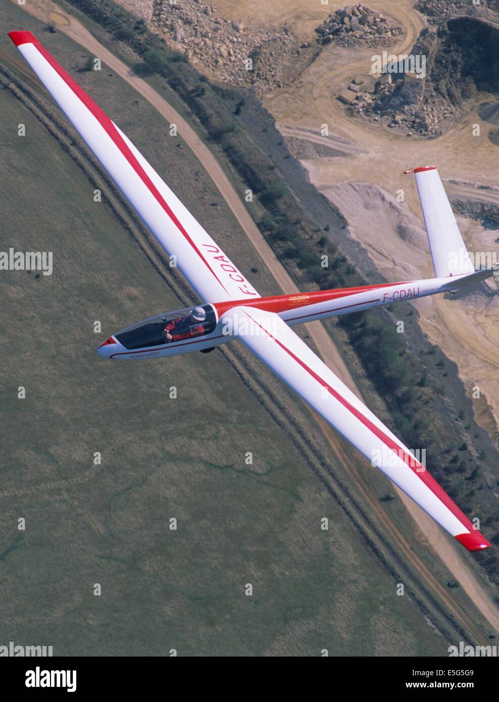 Old glider French plane Siren C30s Edelweiss flying, France Stock