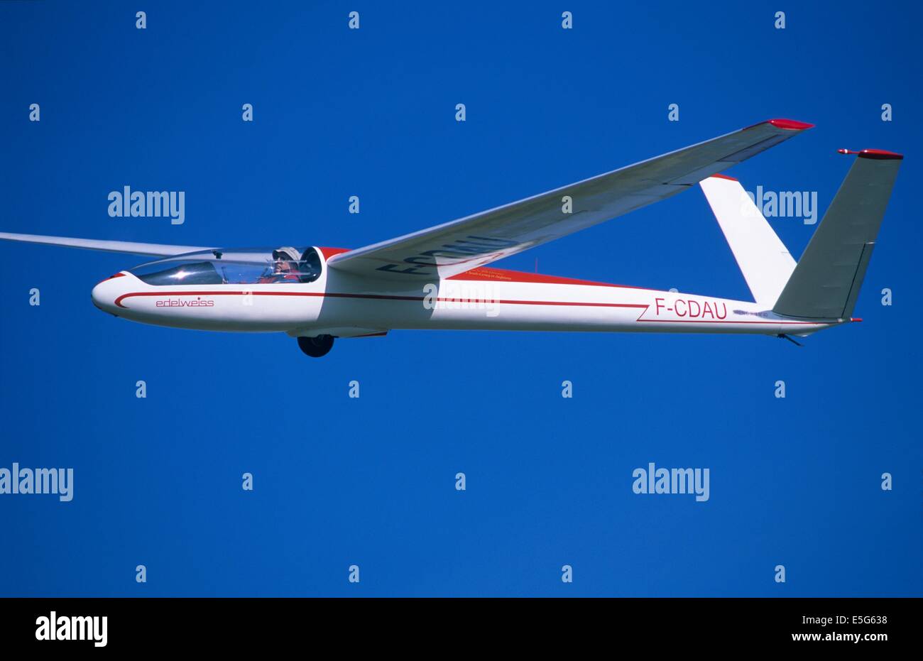 Old glider French plane Siren C30s Edelweiss flying, France Stock