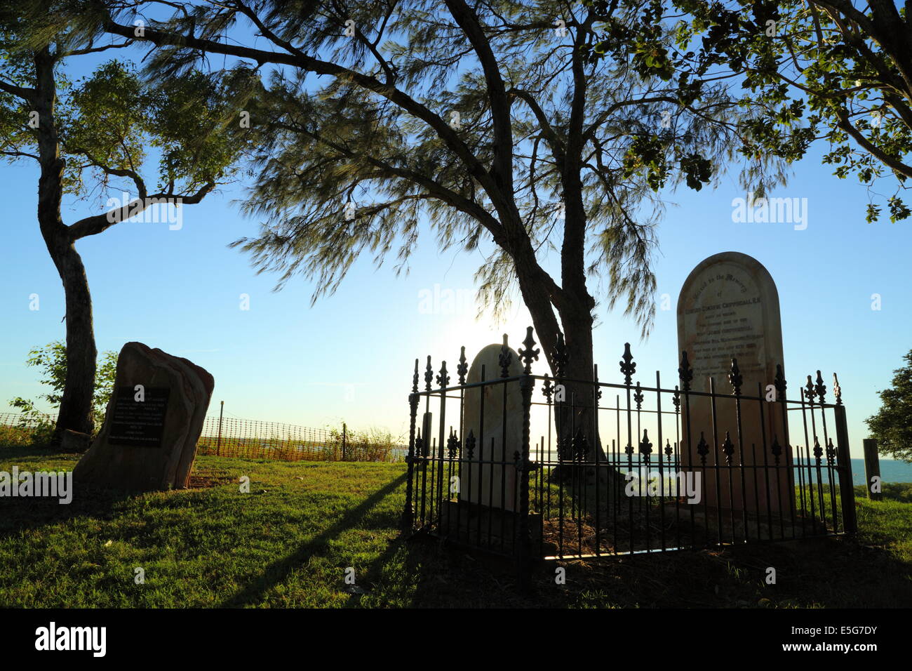 Pioneer Cemetery next to the ocean in Broome, Western Australia Stock