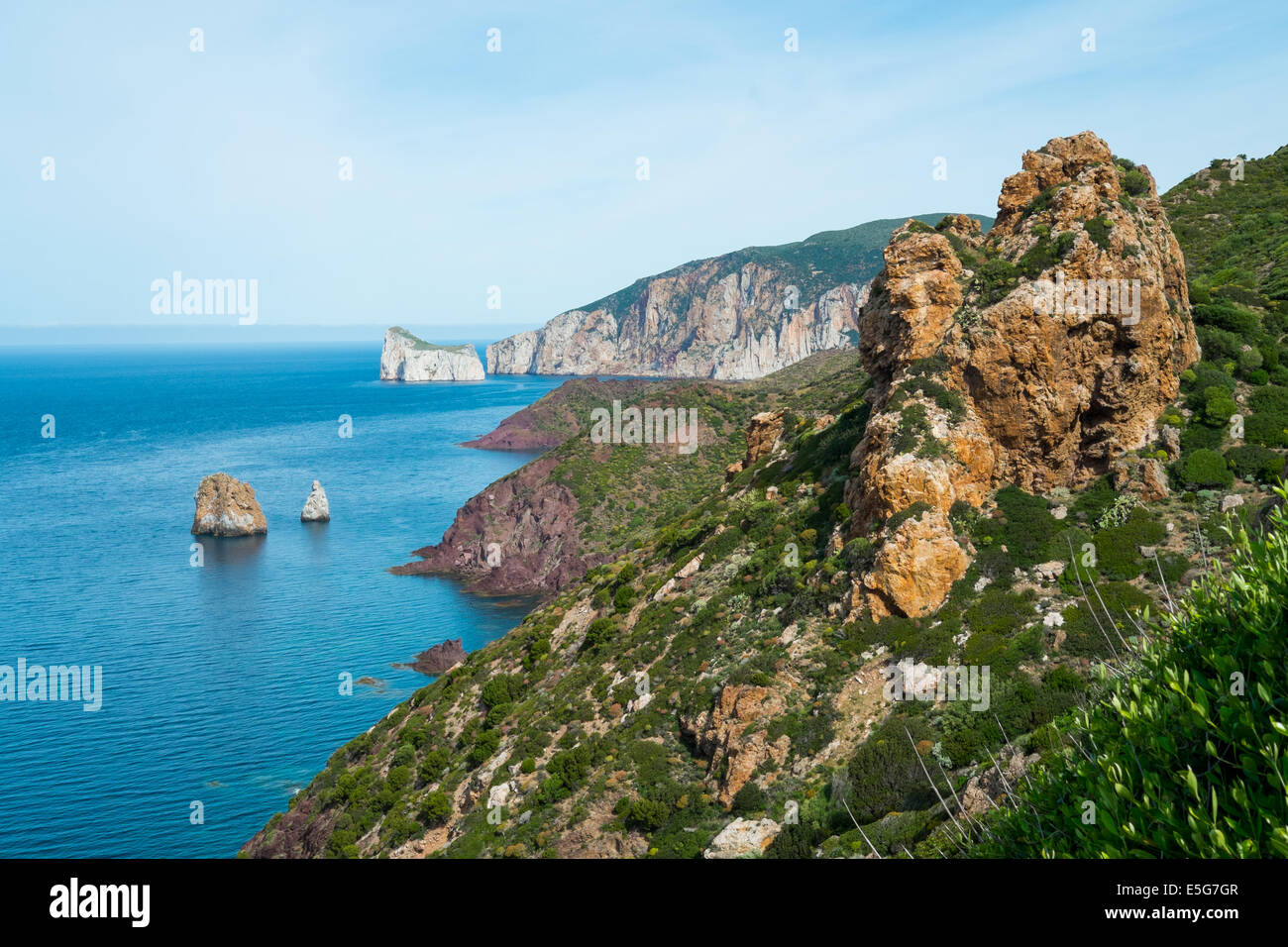 West coast of Sardinia between Nebida and Masua, Italy Stock Photo