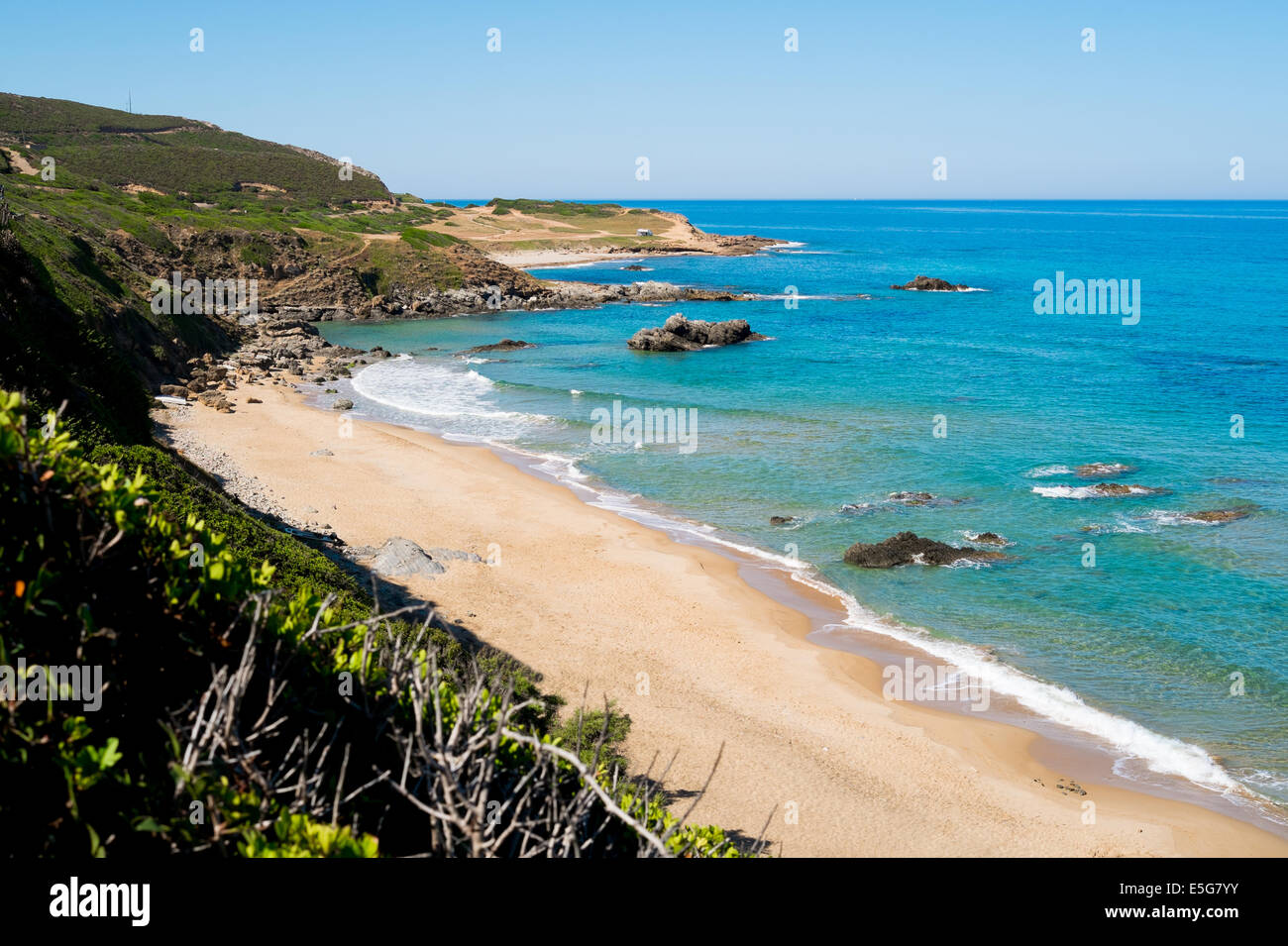 Portu Maga beach along Green coast, west  Sardinia, Italy Stock Photo