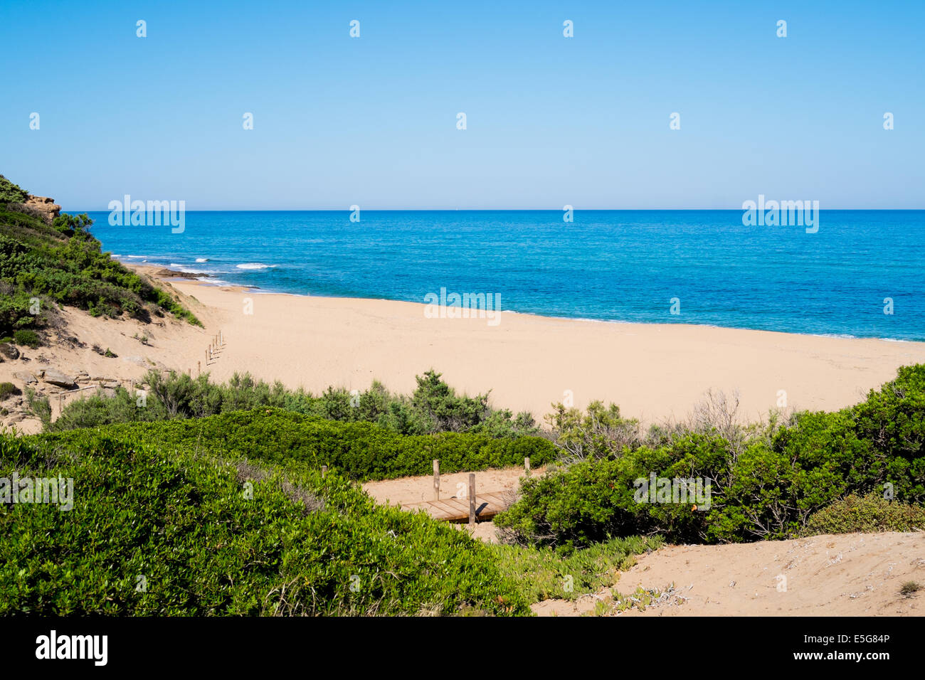 Sandy beach along Green Coast, west Sardinia, Italy Stock Photo