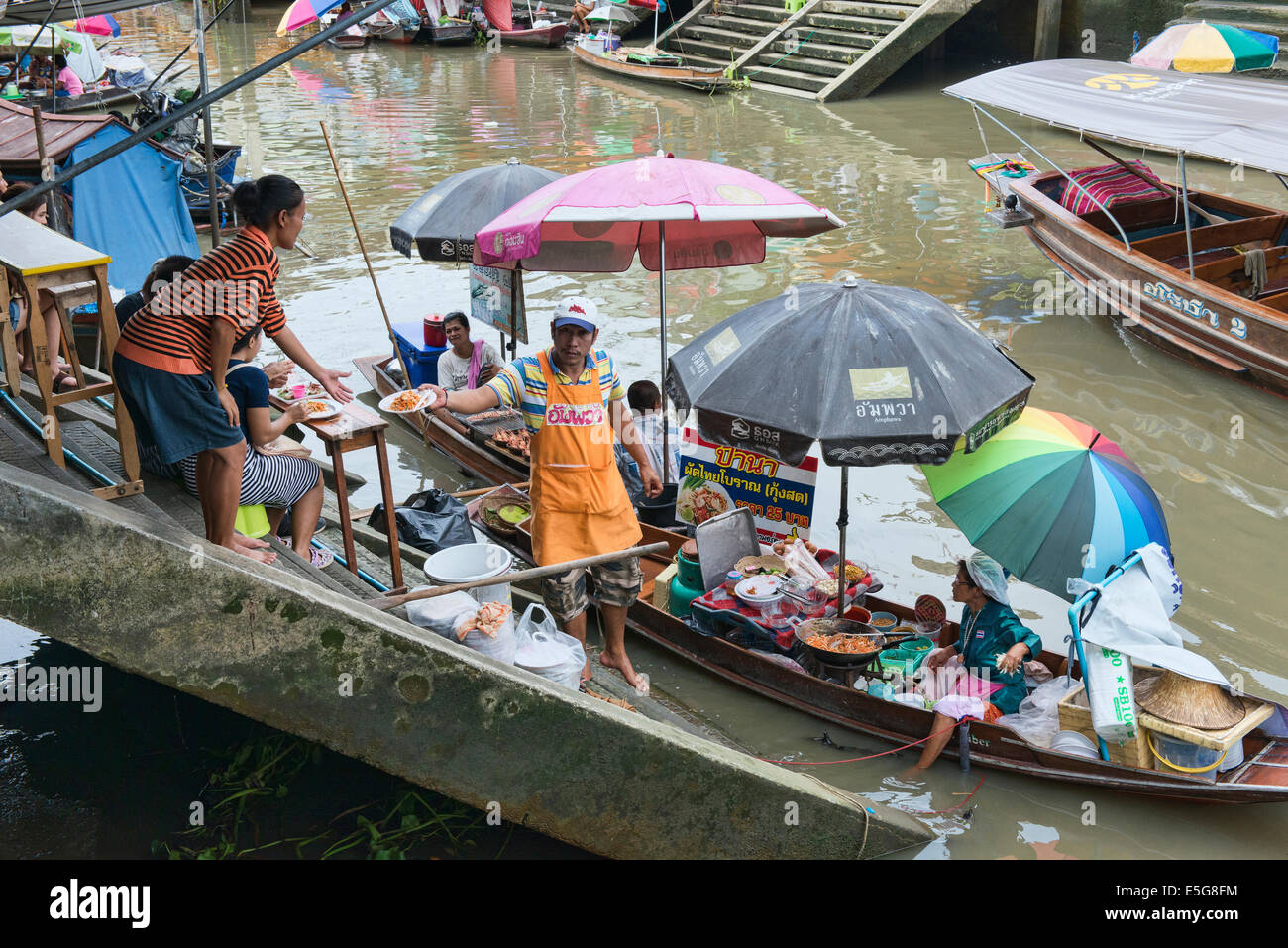 Traditional Boat Vendors At The Amphawa Floating Market Thailand