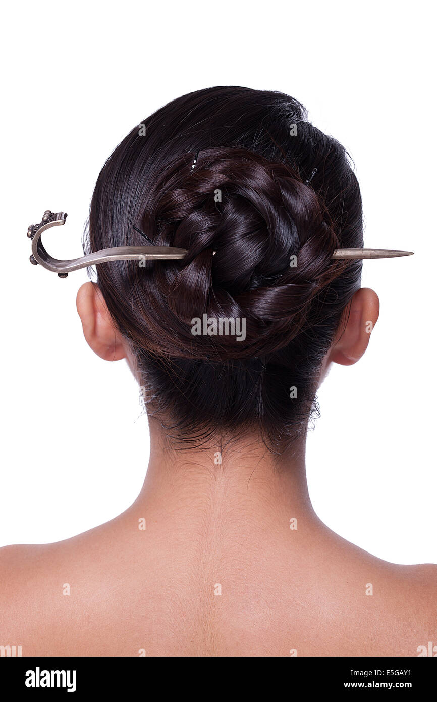 Young Woman With Hair Tied Up Side View HighRes Stock Photo  Getty Images