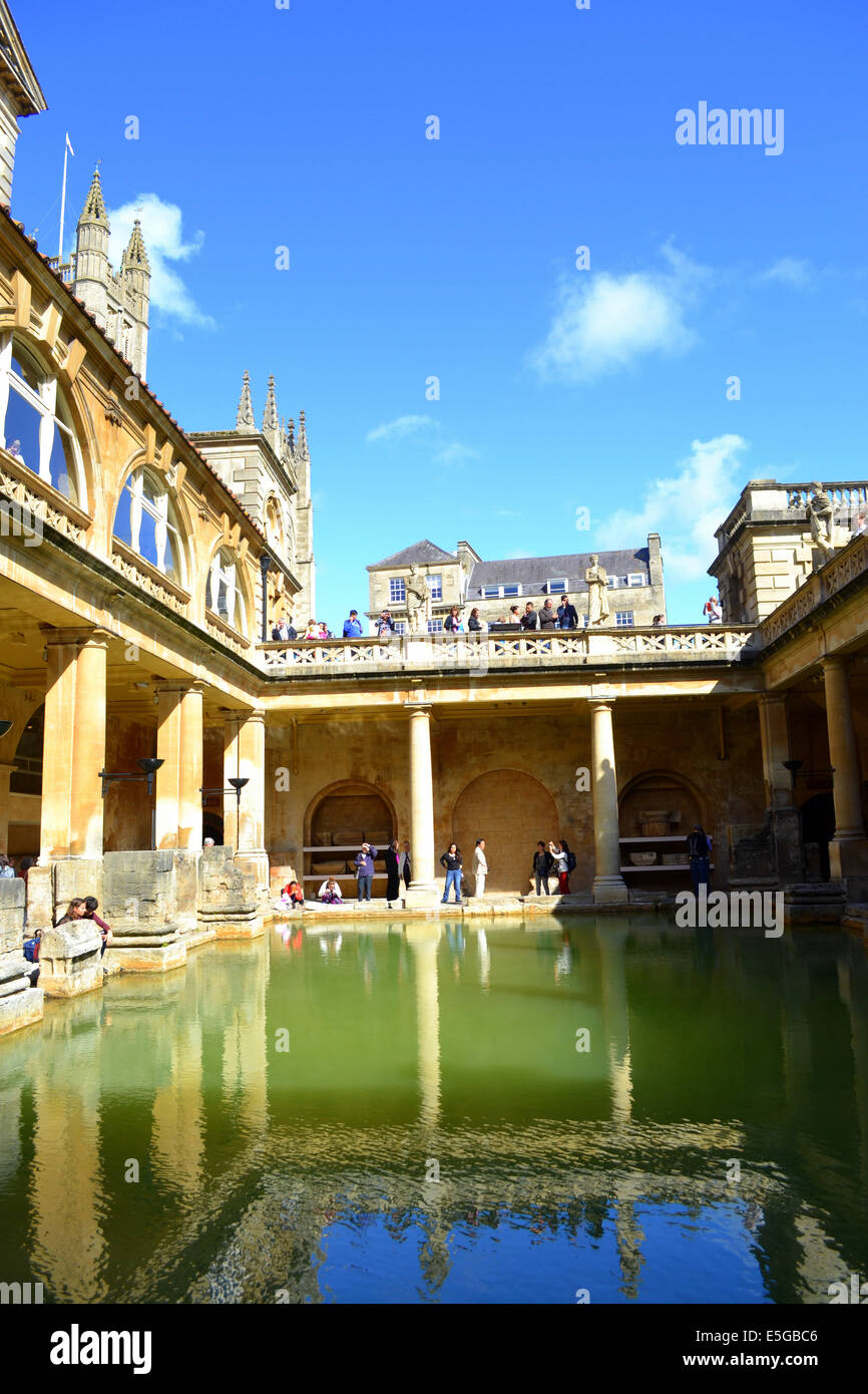 Reflections in the Great Bath, at the Roman Baths Stock Photo