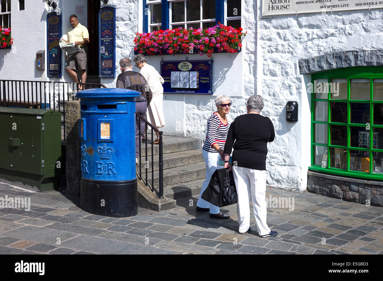 Conversation in St Peter Port Guernsey UK Stock Photo