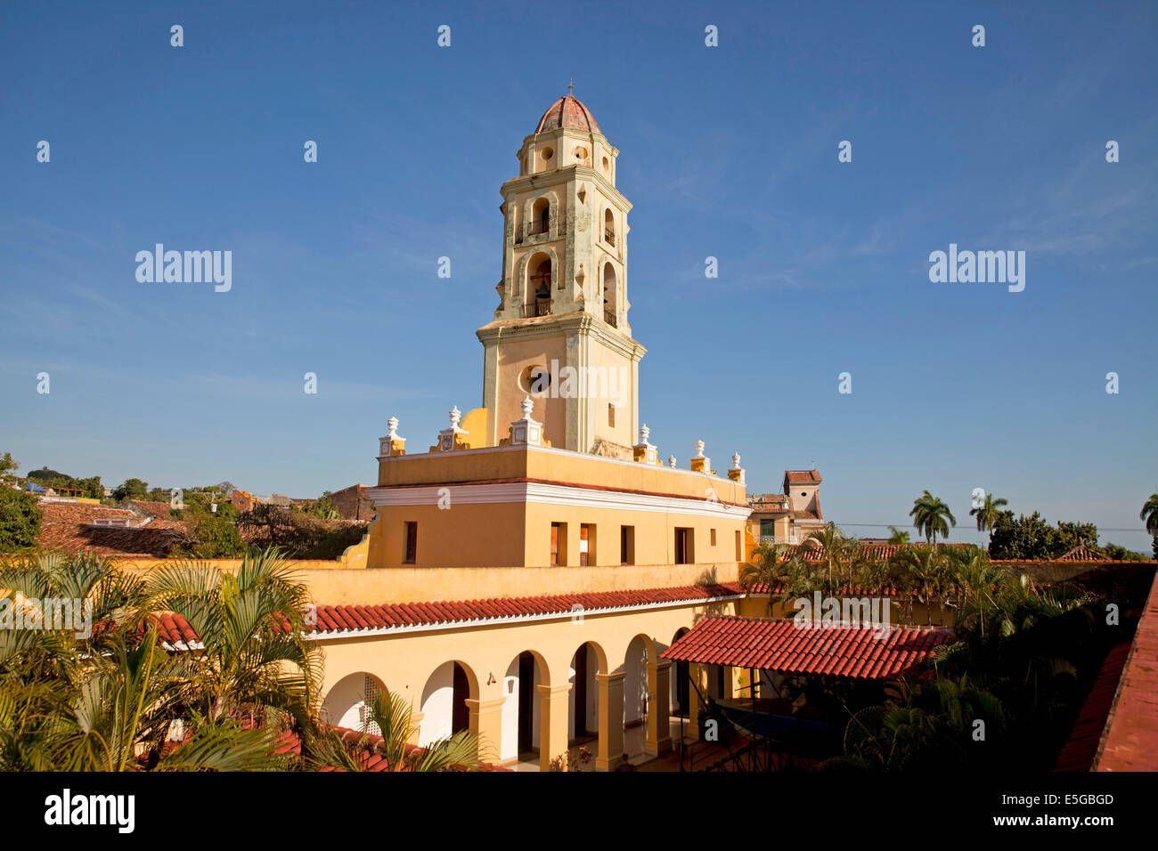 bell tower of the Convento de San Francisco in Trinidad, Cuba, Caribbean Stock Photo