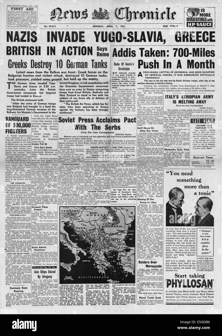 Image result for germans and italians invade greece and yugoslavia - newspapers