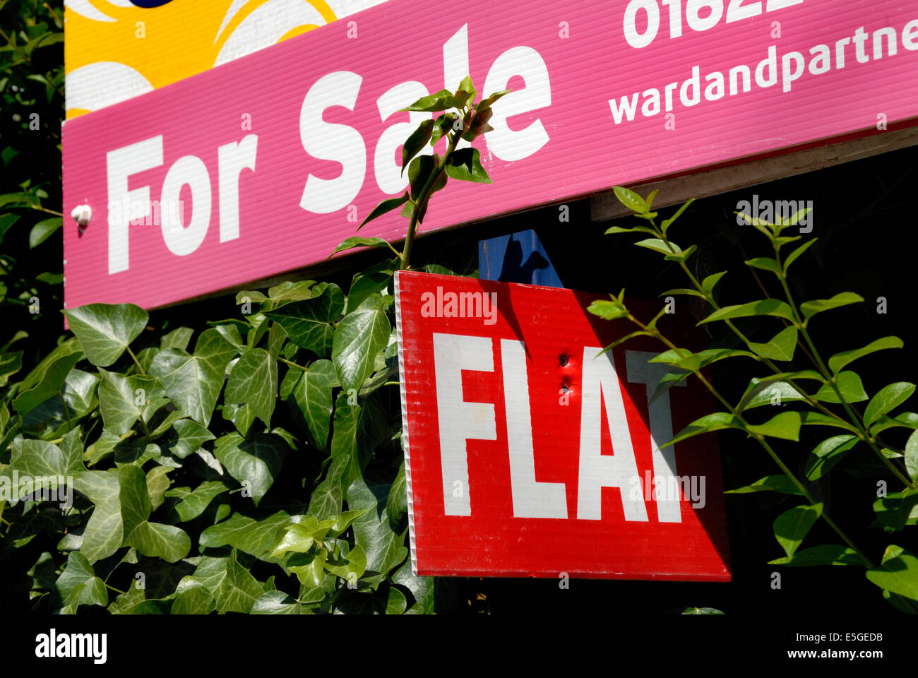 Flat for Sale sign, Maidstone, Kent, England Stock Photo