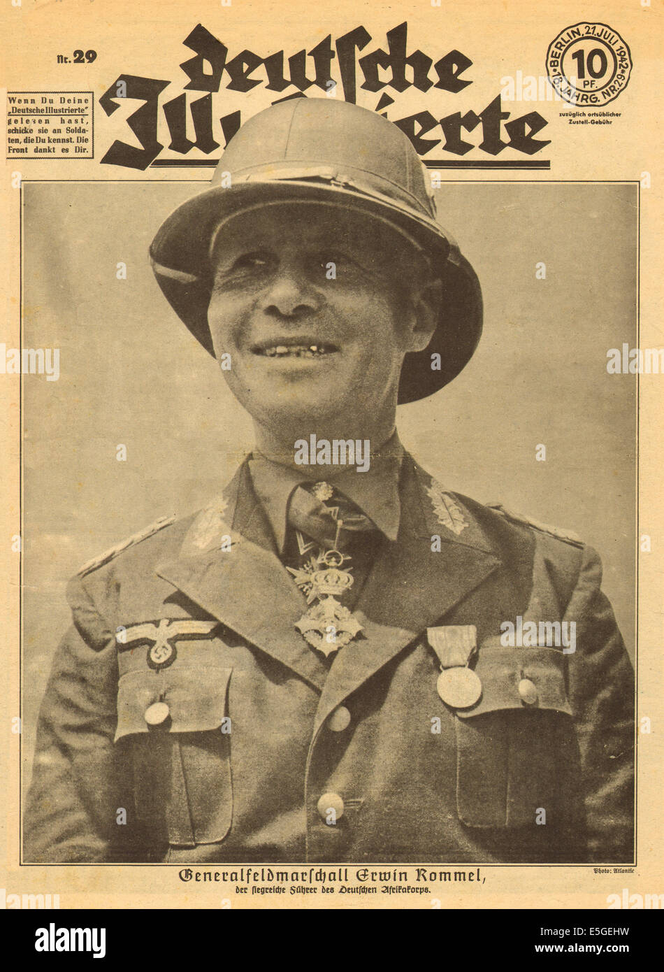 1942 Illustrierte Beobachter front page reporting Field Marshall Erwin Rommel in North Africa Stock Photo