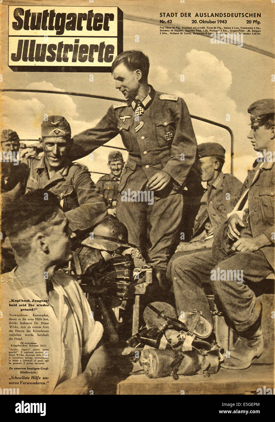 1943 Stuttgarter Illustrierte front page showing Wehrmacht German Army Knights Cross Ritterkreuz Dr Horst Wilcke Stock Photo