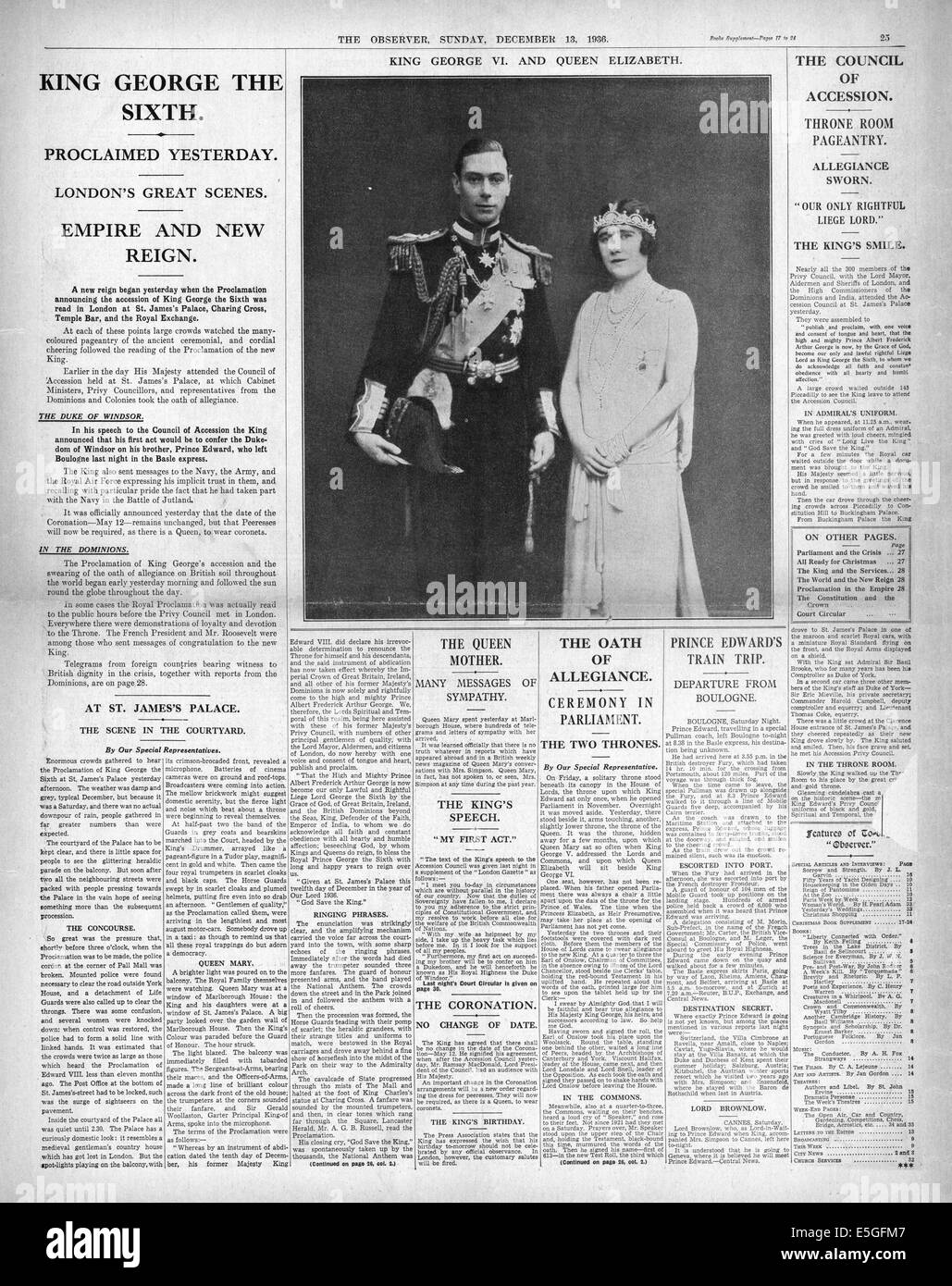 1936 The Observer supplement King George VI Stock Photo