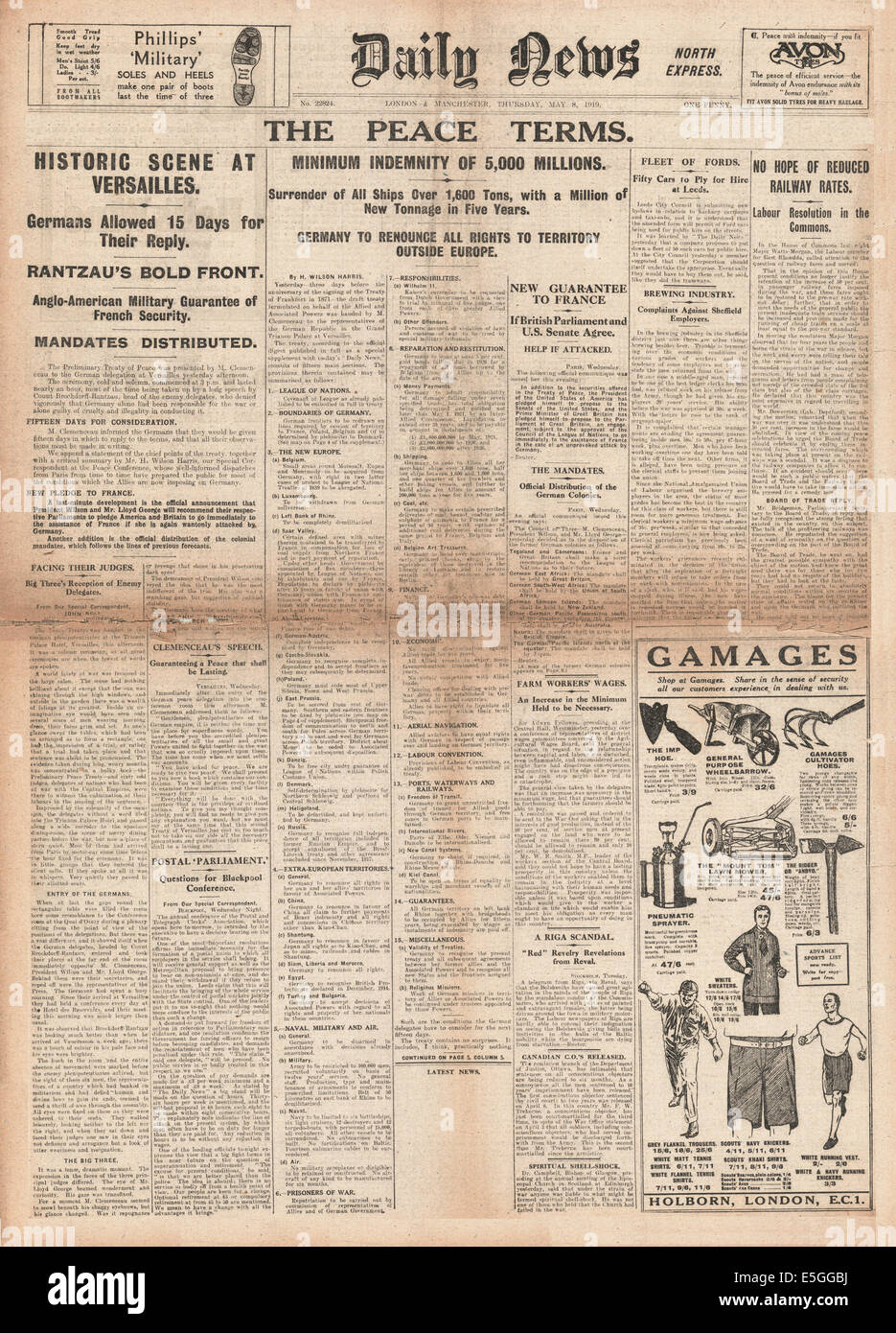 Treaty of versailles newspaper hires stock photography and images Alamy