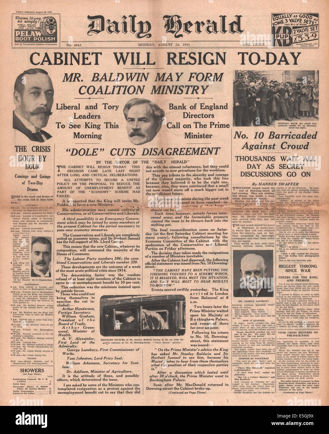 1931 Daily Herald front page reporting Ramsay MacDonald forms a