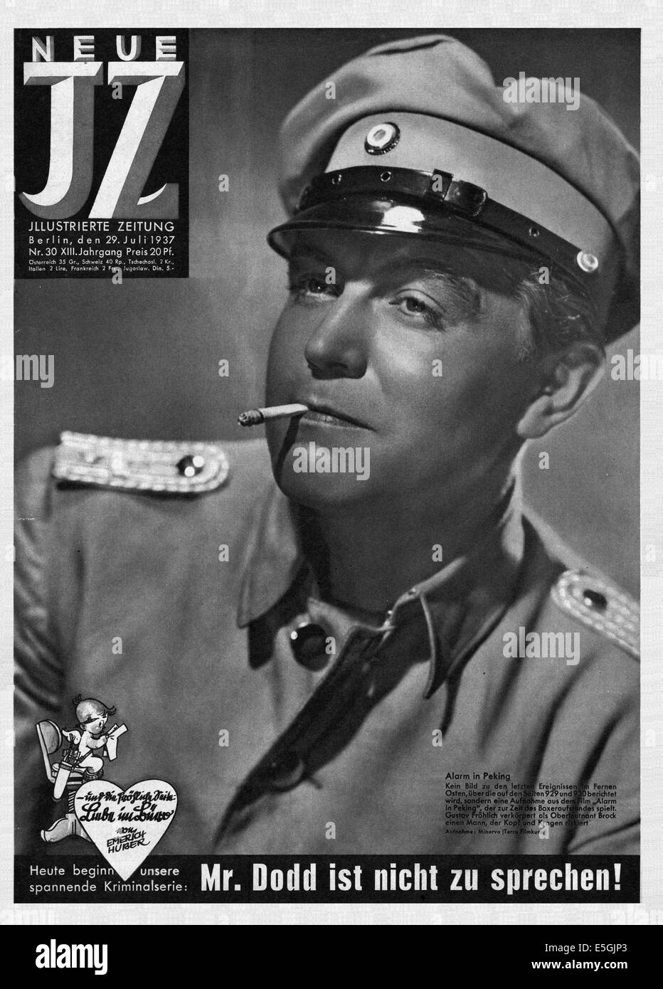 1937 Neue Illustrierte Zeitung front cover photo of Gustav Fröhlich Stock Photo