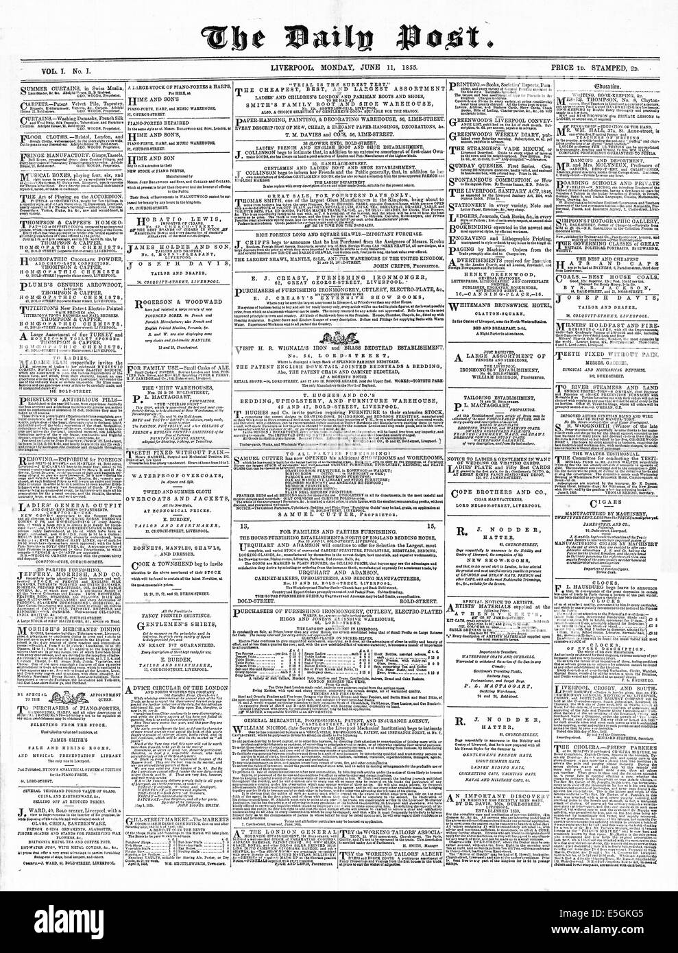 1855 The Daily Post (Liverpool) issue No. 1 Stock Photo Alamy