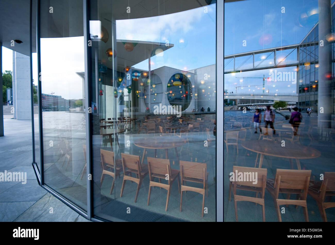 Germany,  Berlin,  Band des Bundes Government Ministries Complex Straddles the River Spree Stock Photo