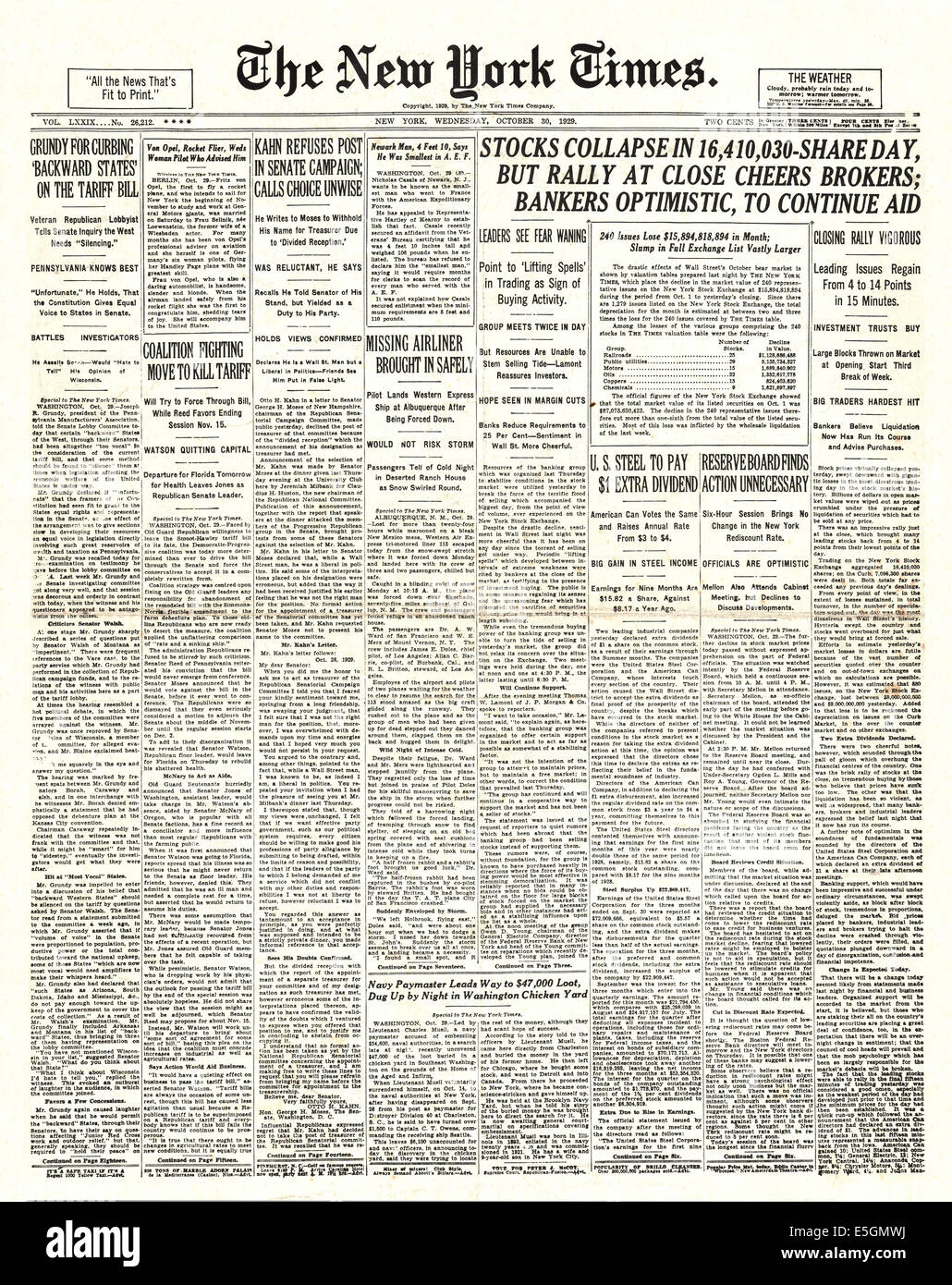 stock market crash 1929 newspaper