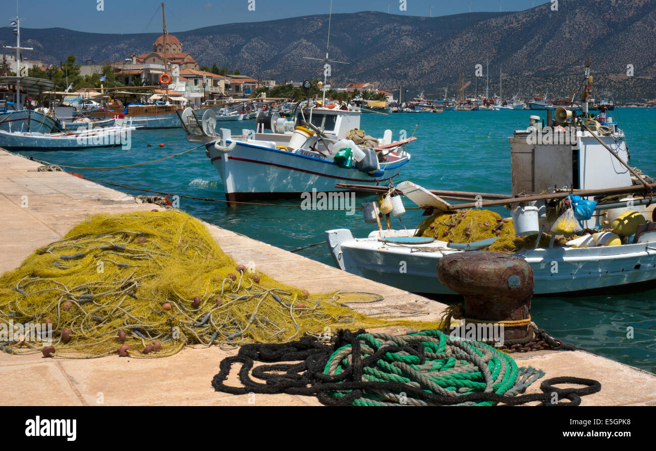Boats in harbour in village of Kilada,argolida,peloponnese,greece Stock Photo