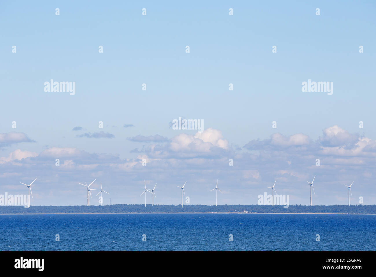 Coastal wind park Stock Photo