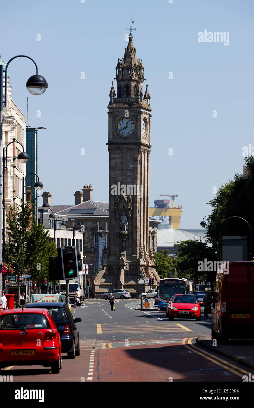 the albert memorial clock and high street Belfast city centre Stock Photo