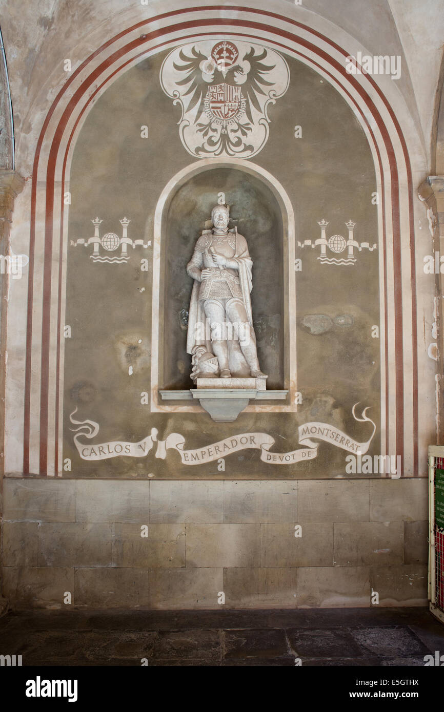 Statue of Emperor Charles V in the Montserrat monastery in Catalonia, Spain. Stock Photo