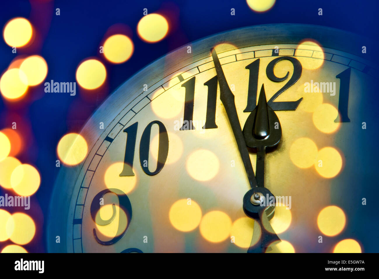 detail of new year clock with lights Stock Photo Alamy