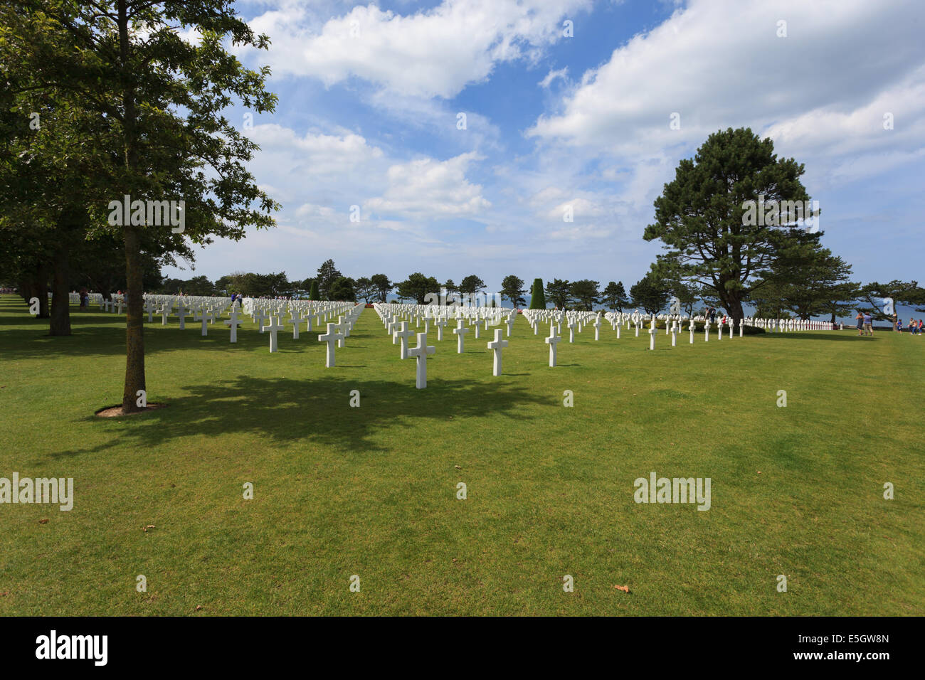The American cemetery at Omaha Beach, Normandy, France. Here is about 10,000 American soldiers buried. Stock Photo