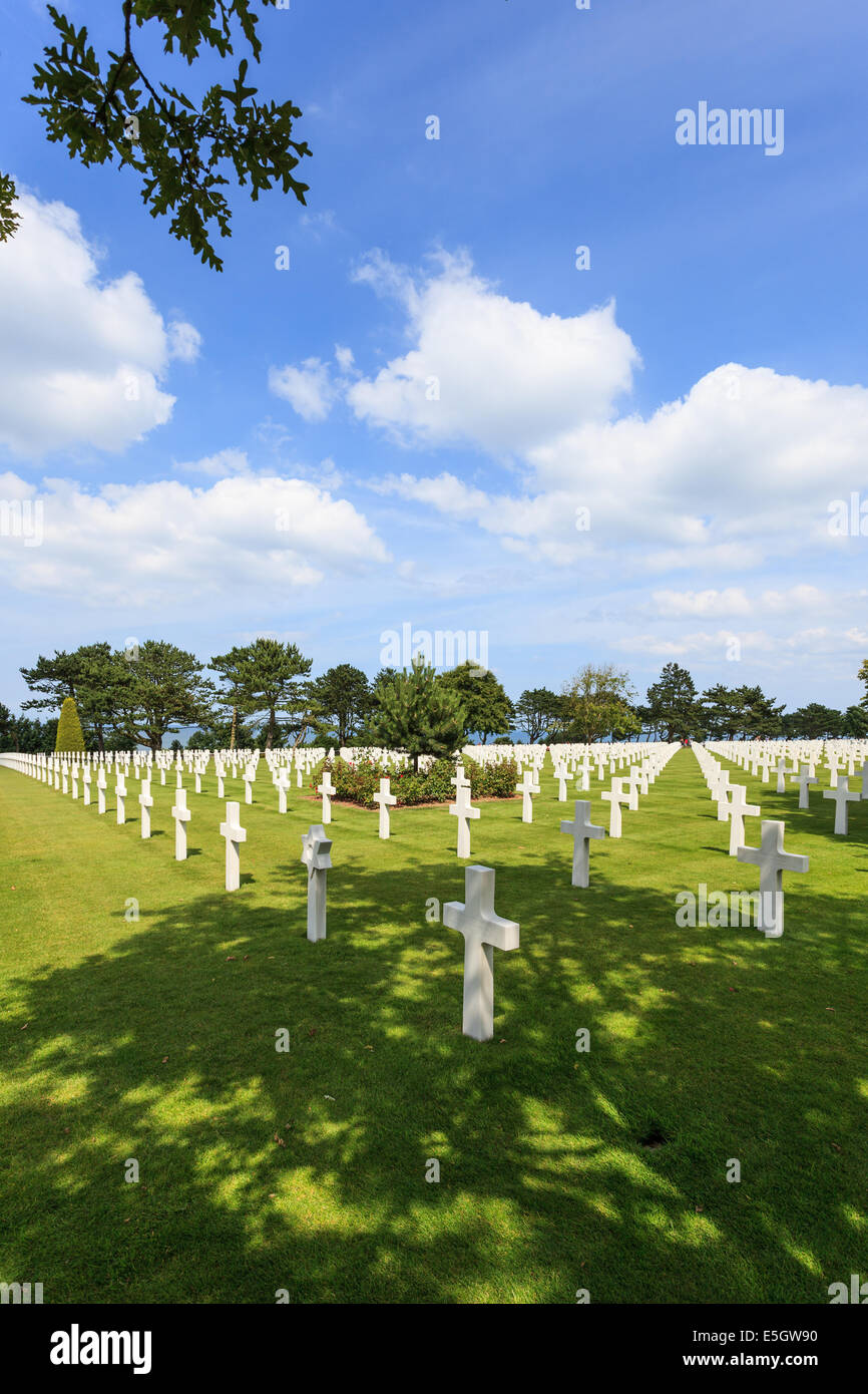 The American cemetery at Omaha Beach, Normandy, France. Here is about 10,000 American soldiers buried. Stock Photo