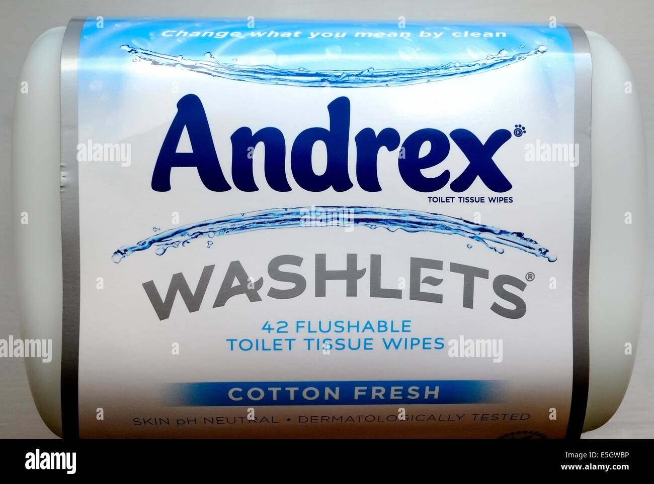 Andrex washlets flushable toilet tissue wipes Stock Photo