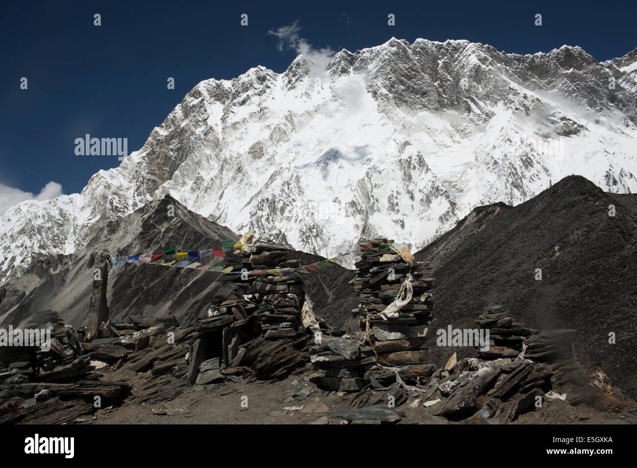 The mountain called Lhotse which is the forth highest mountain in the world at 8,414 m Stock Photo