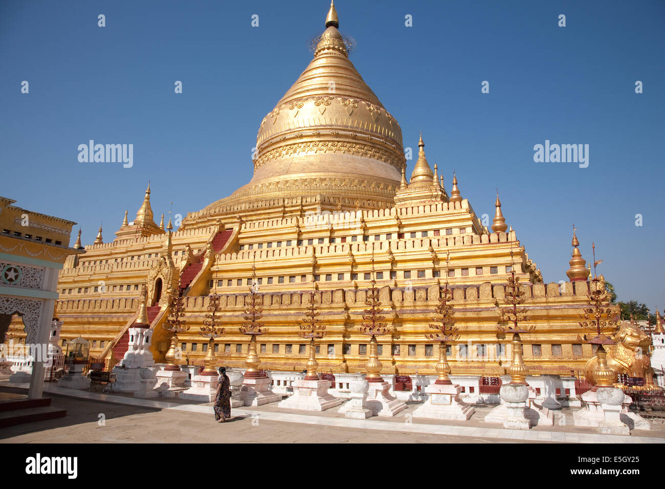 Shwezigon Paya temple in Nyuang U near Bagan, Myanmar (Burma). Stock Photo