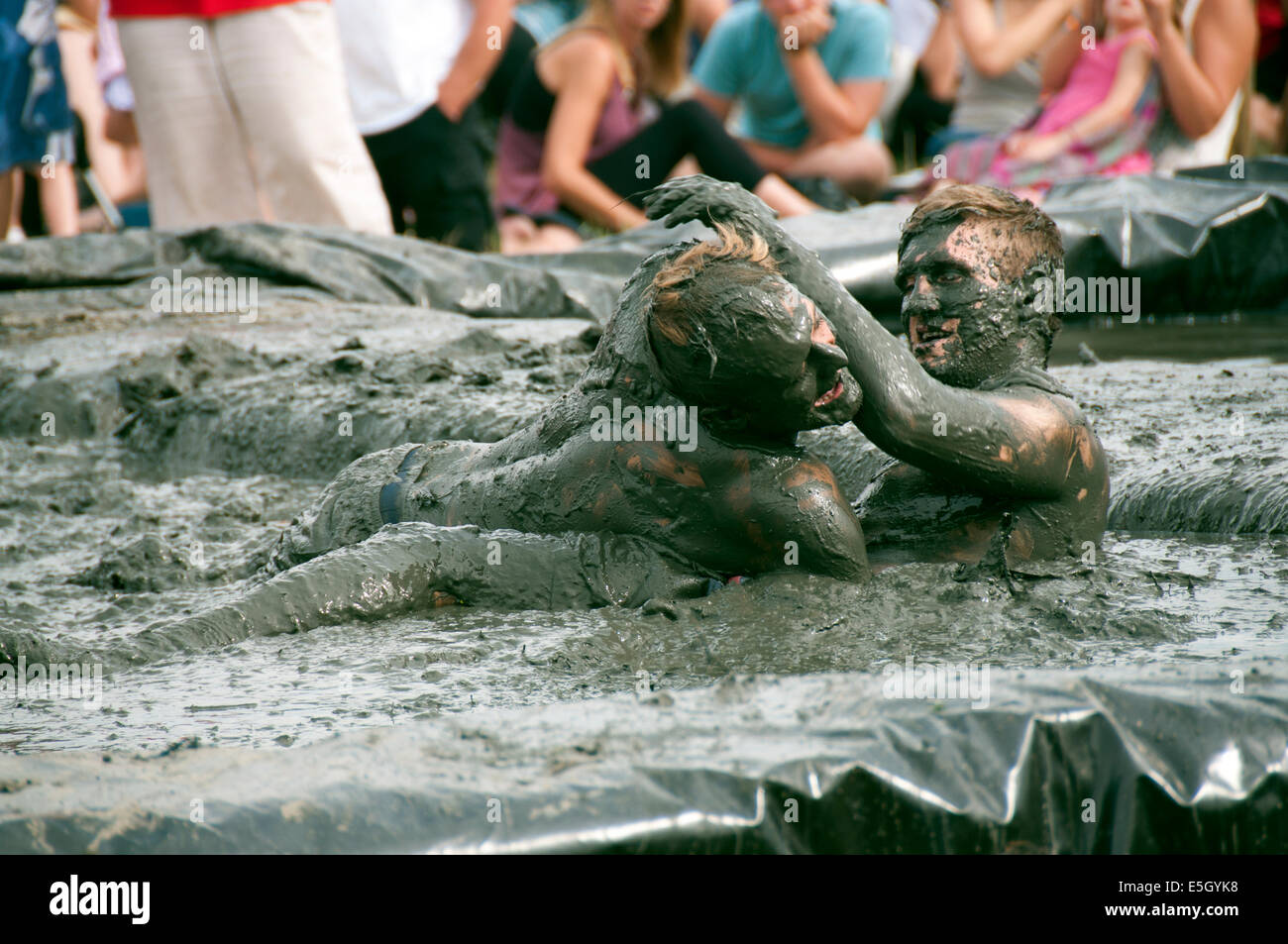 Mud Wrestling Stock Photo