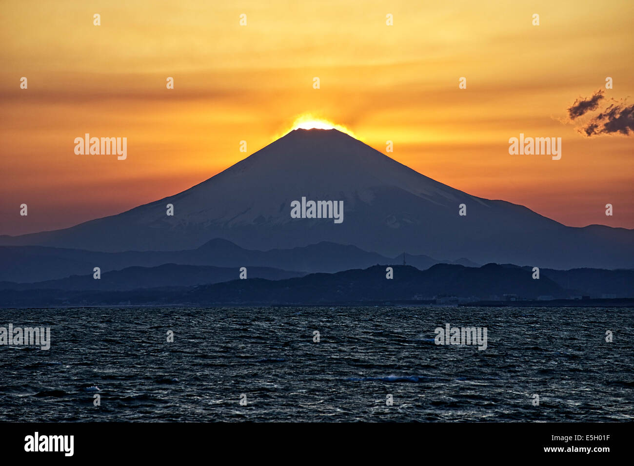 Sunset above mount Fuji, Japan. Stock Photo