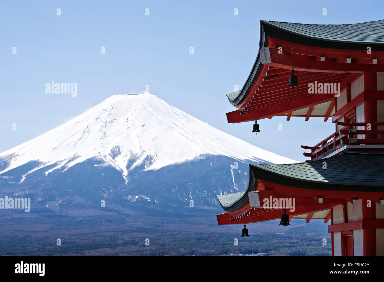 Mount Fuji and Chureito pagoda, Japan. Stock Photo