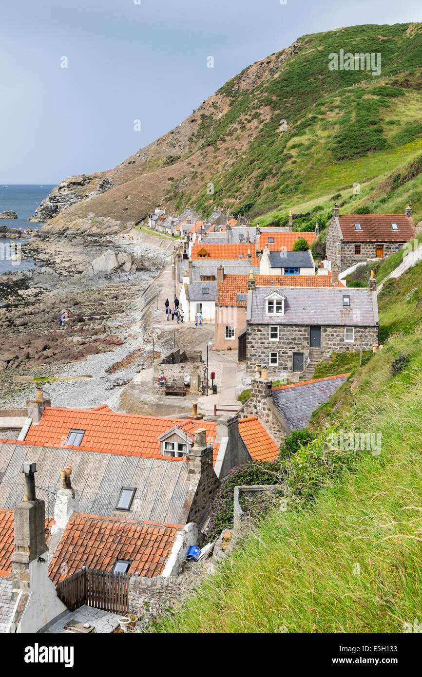 View of small village of Crovie on coast of Aberdeenshire in Scotland Stock Photo