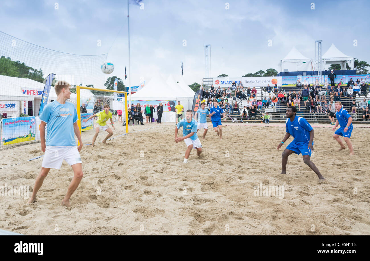 Team Sweden in game at Täppet beach, Åhus Beach Soccer Tournament
