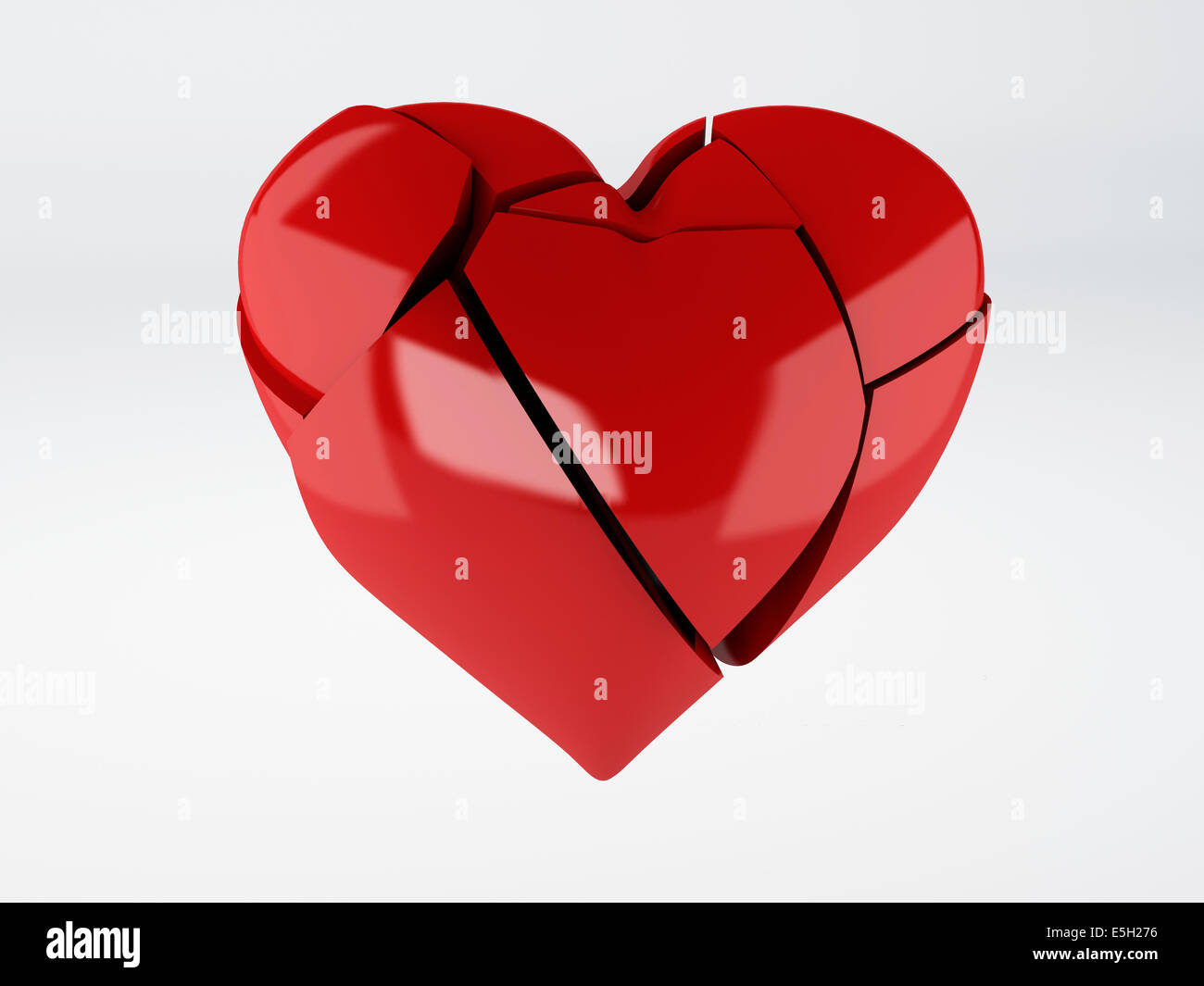 image of red broken heart on white background. 3d illustration ...