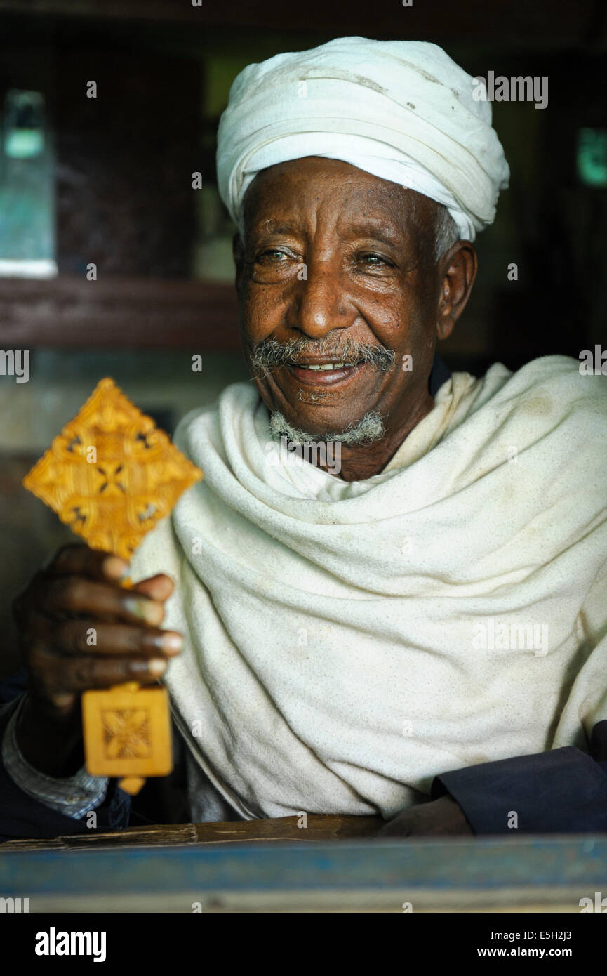 Priest of the Debra Mariam Monastery - Lake Tana, Ethiopia, Sep.11, 2012 Stock Photo