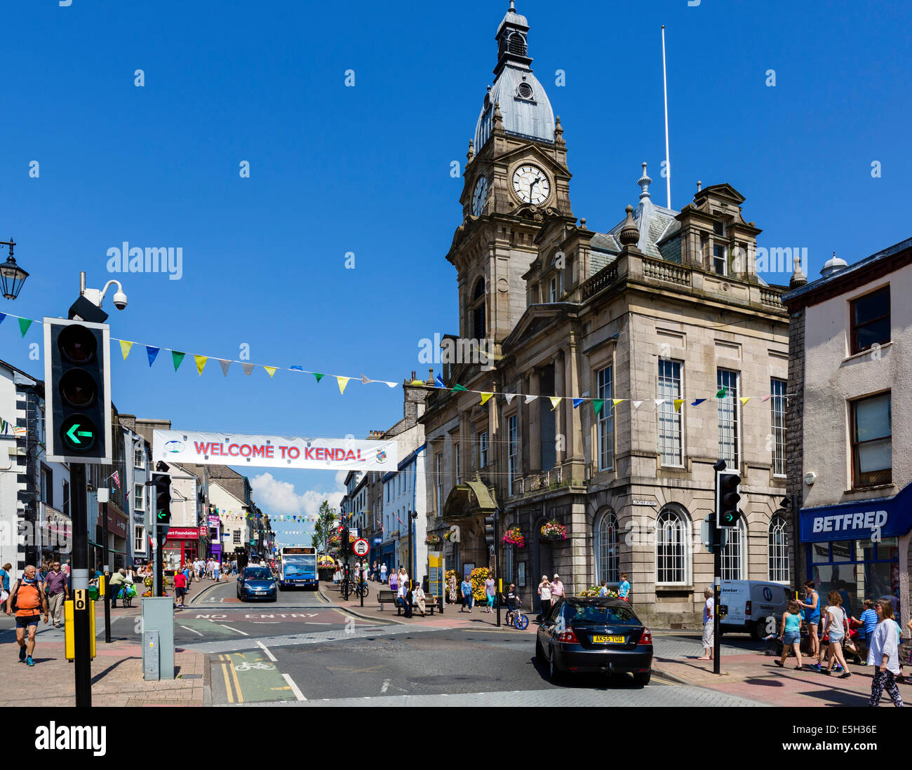 The Town Hall on Highgate in the centre of Kendal, Lake District, Cumbria, UK Stock Photo