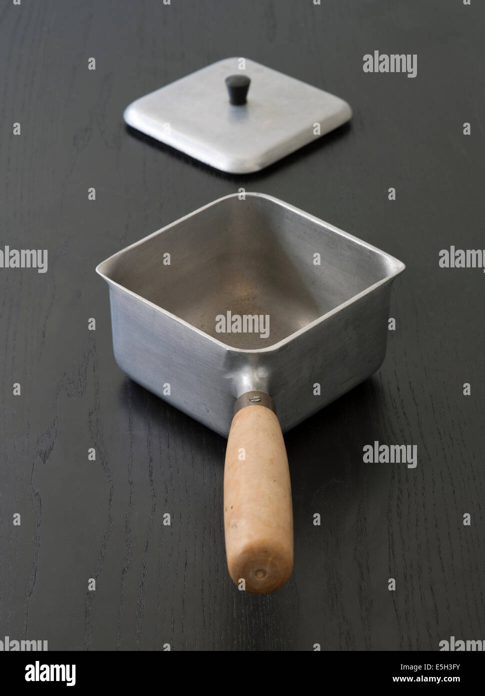 Vintage Square Saucepan and Lid Stock Photo