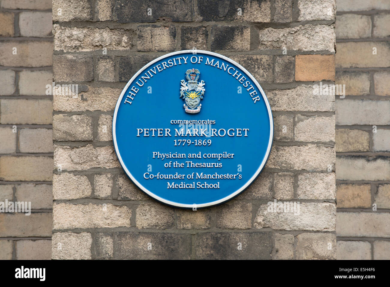 A plaque to commemorate thesaurus complier Peter Mark Roget located in